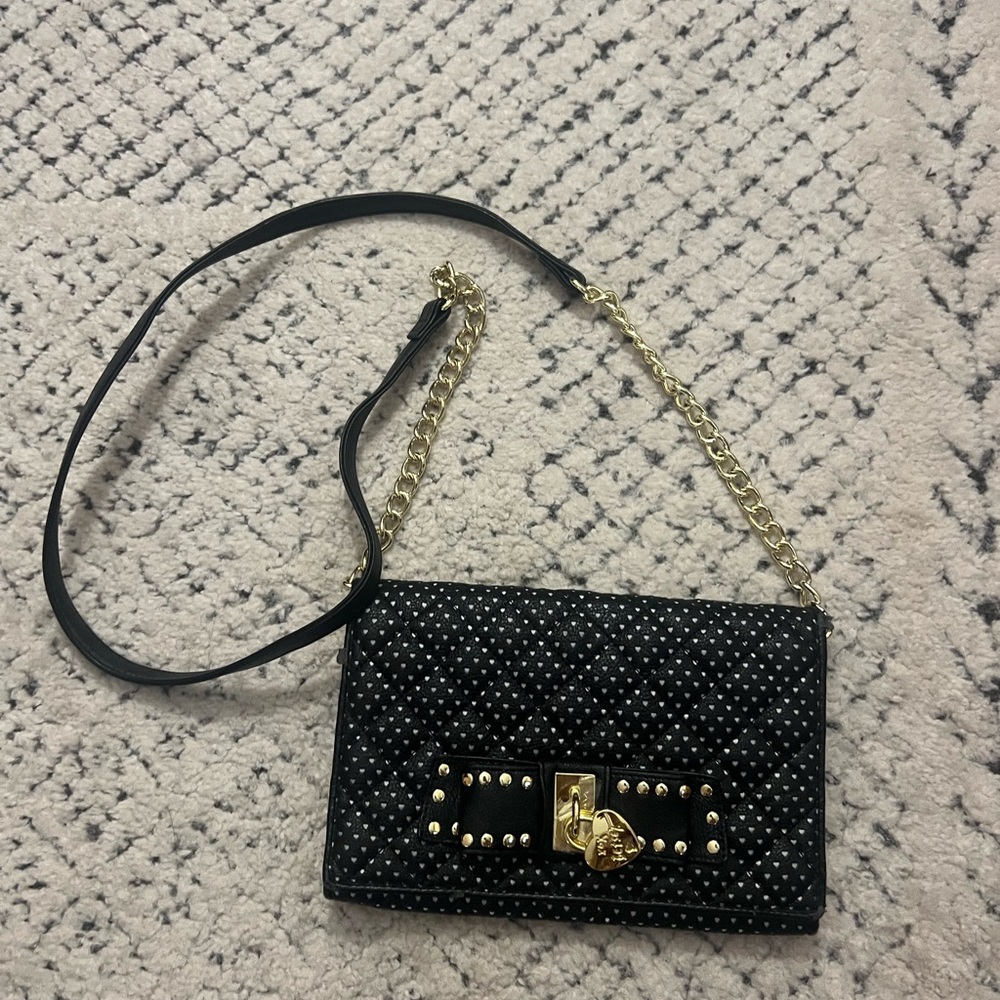 Betsy Johnson Black and Gold Studded Women's Bag